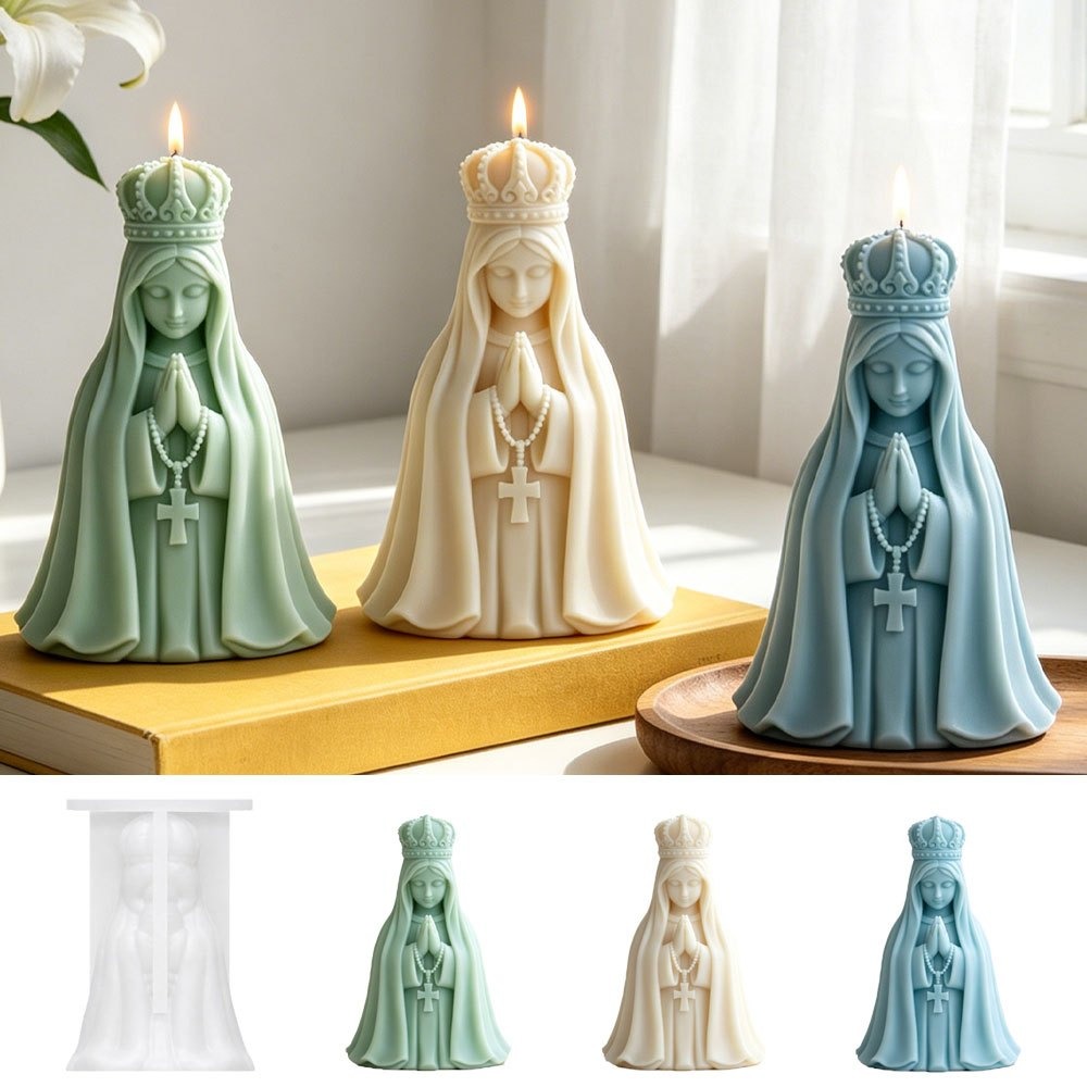 Resin Art Furniture - 3D Crown Virgin Mary Silicone Candle