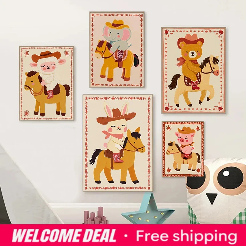 Resin Art Newborn Baby - 2026 Animal Cowboy Bear Nursery Poster