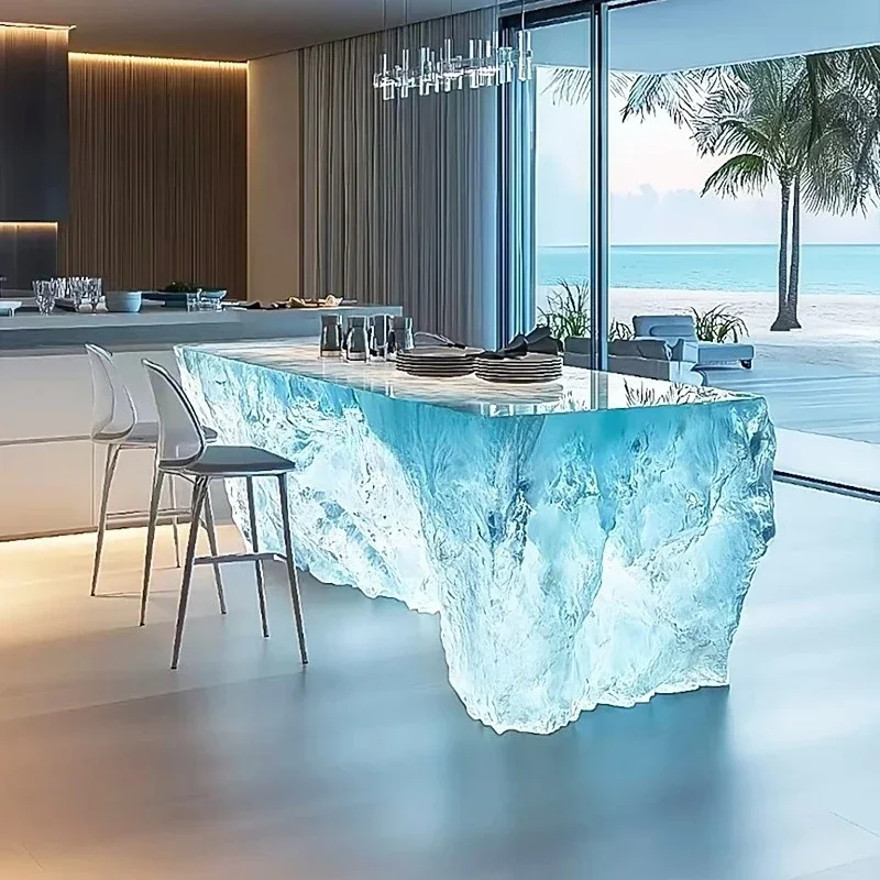 Resin Art Coffee Table - Transparent Island Villa Bar Home Art