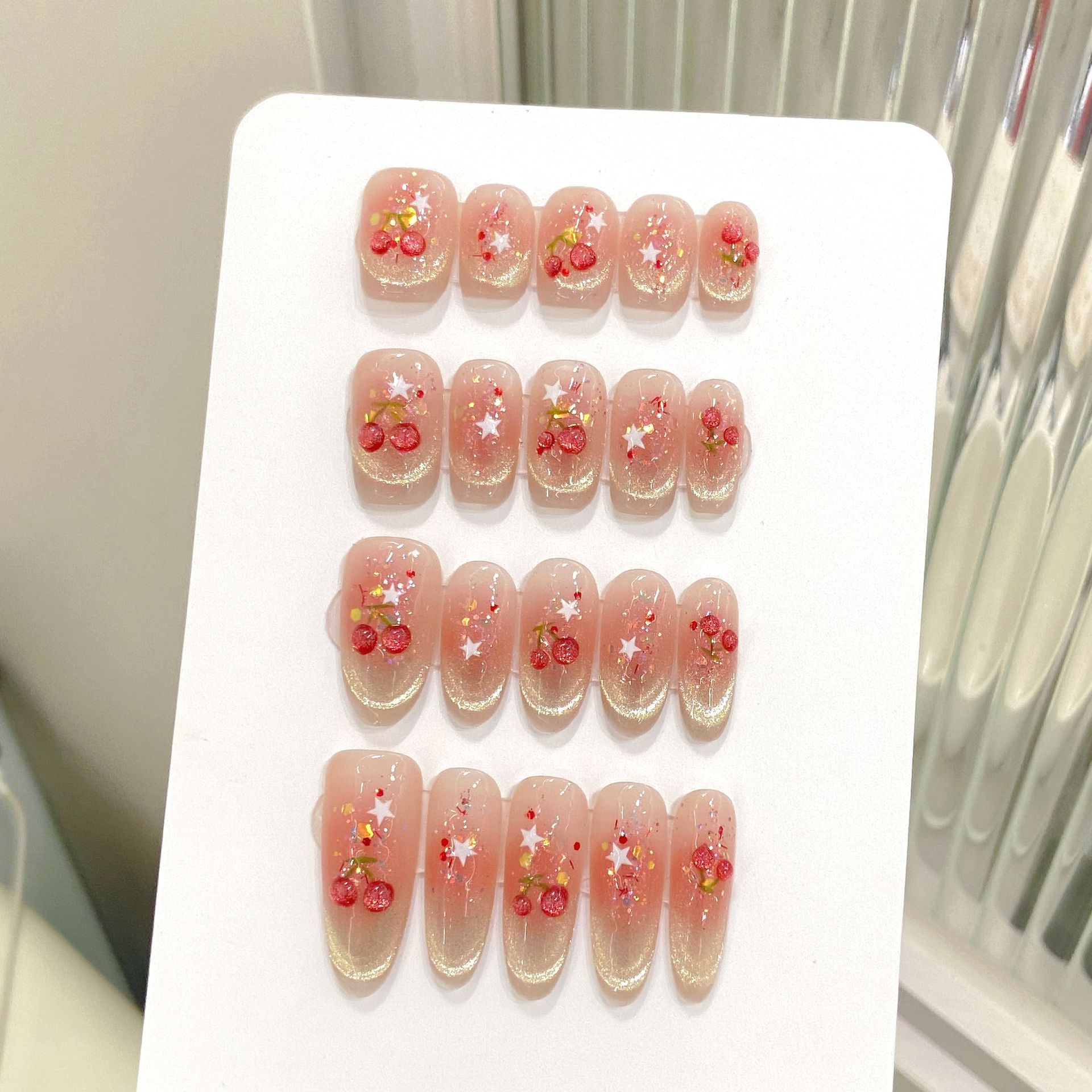 Resin Art Glitter - 10pcs Sweet Cherry Press On Nails