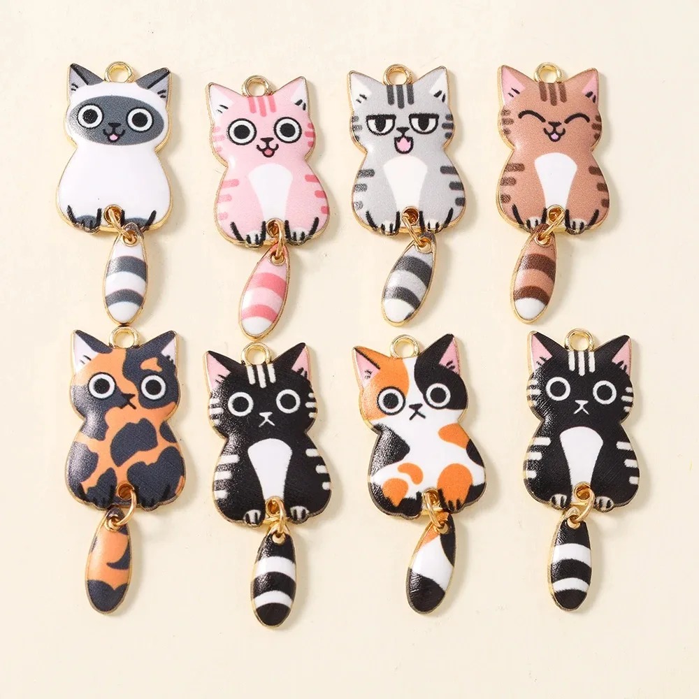 Resin Art Box - 10Pcs 16×39mm Cute Cartoon Cat Resin