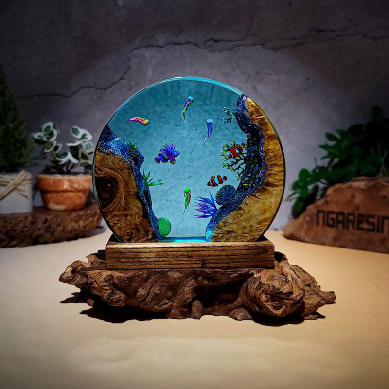 Resin Art Table - Ocean Aquarium Organism Resin Table Light