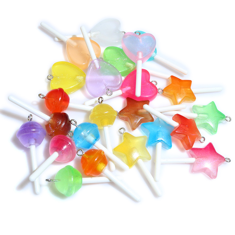 Resin Art Glitter - 10pcs Resin Pendants Shiny Round Star