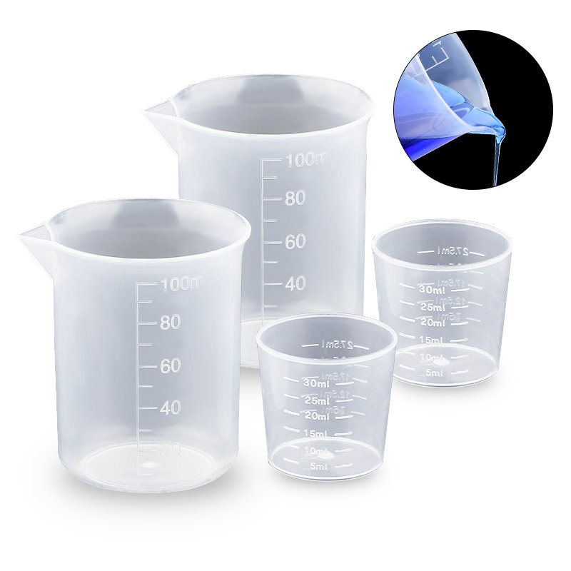 Resin Mixing Cup - 100ML&30ML Plastic Measuring Cup Graduated Beaker