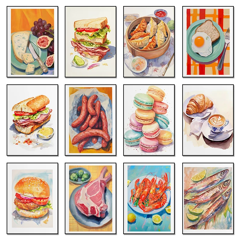 Resin Art Kitchen - Soup Food Watercolor Hamburg Cheese Gyozas