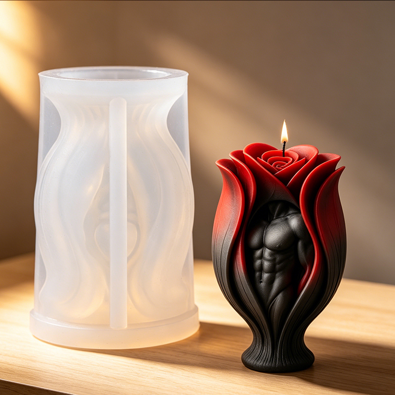 Resin Art Furniture - Rose Muscle Man Body Candle Silicone