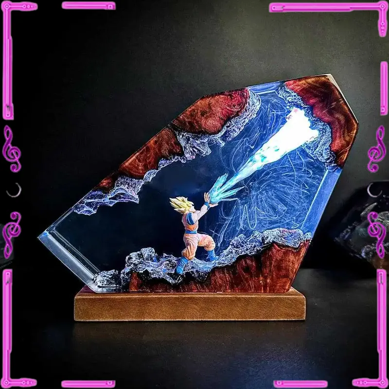 Resin Art Goku - Goku Kamehameha Epoxy Resin LED Night