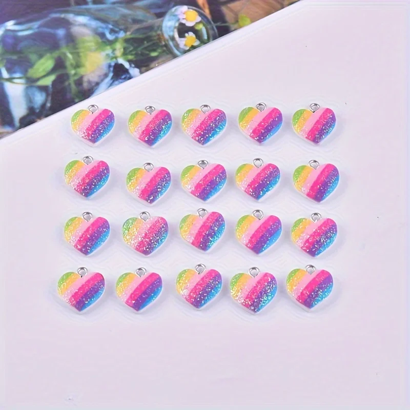 10Pcs Colorful Heart Resin Cha - Resin Art Box ulasan dan harga