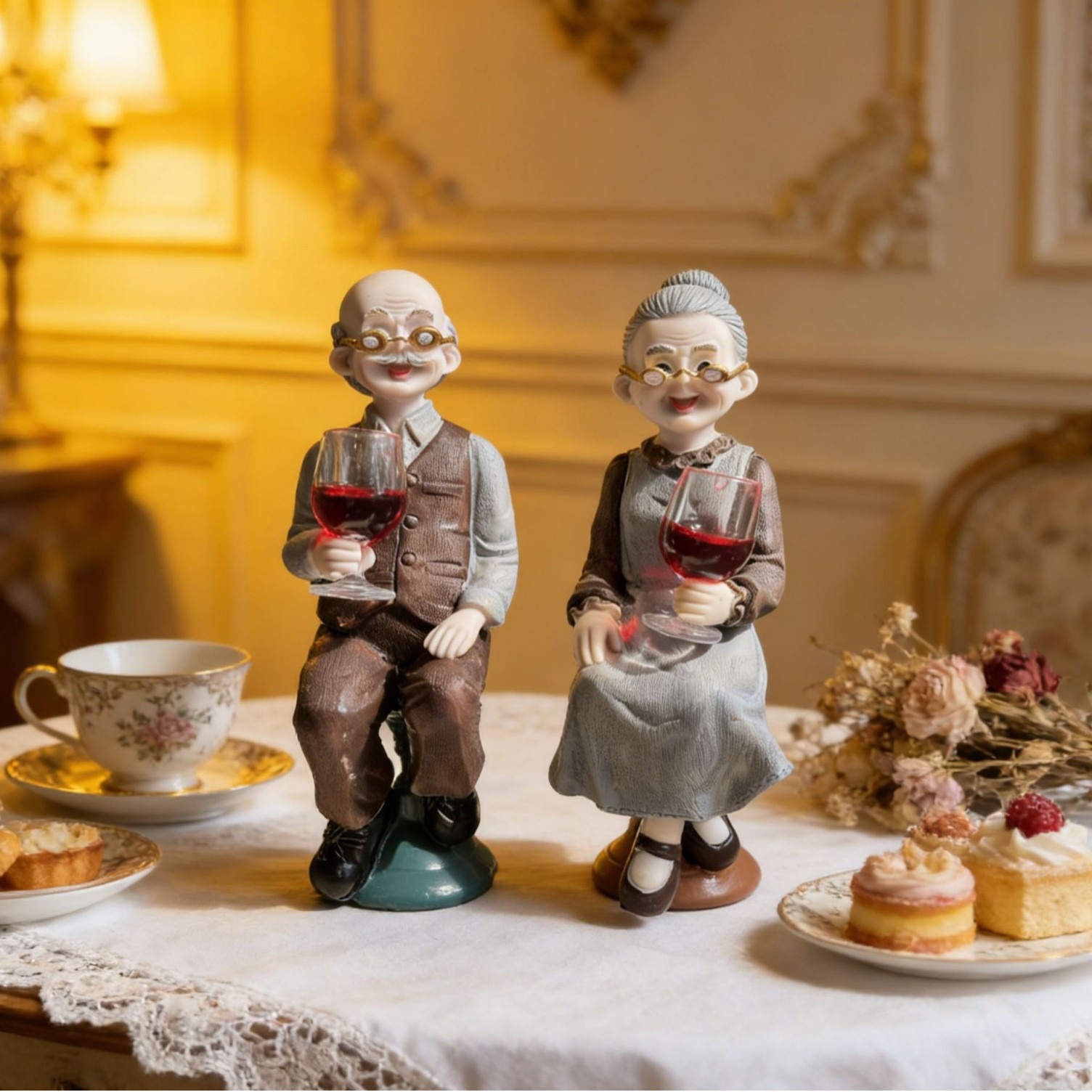 Creative Elderly Couple Resin  - Resin Art Furniture ulasan dan harga