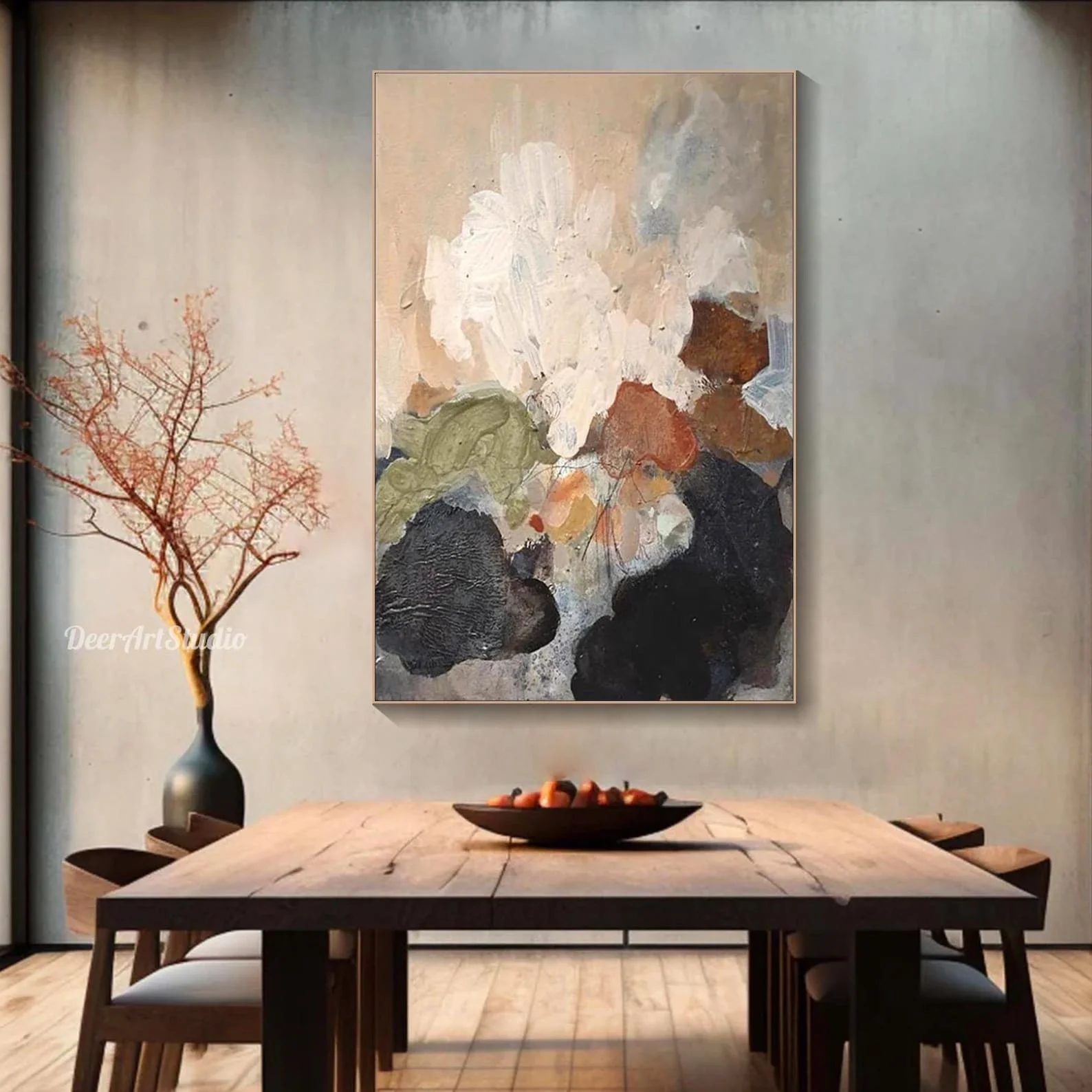 Mhemyo Earth Tone Minimalist A - Resin Art On Canvas ulasan dan harga