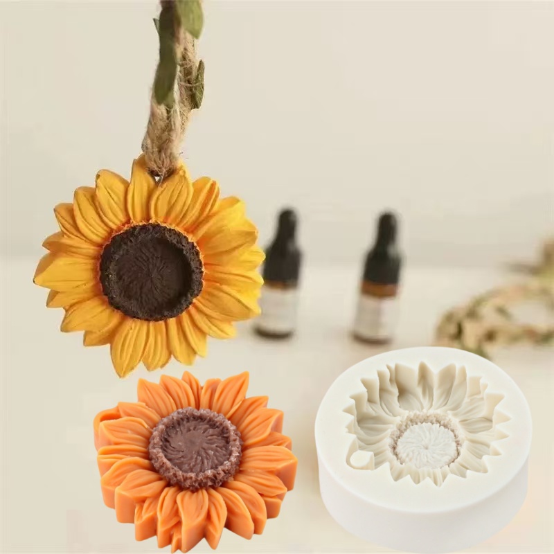 3D Sunflower Candle Mold Silic - Resin Art Clay ulasan dan harga