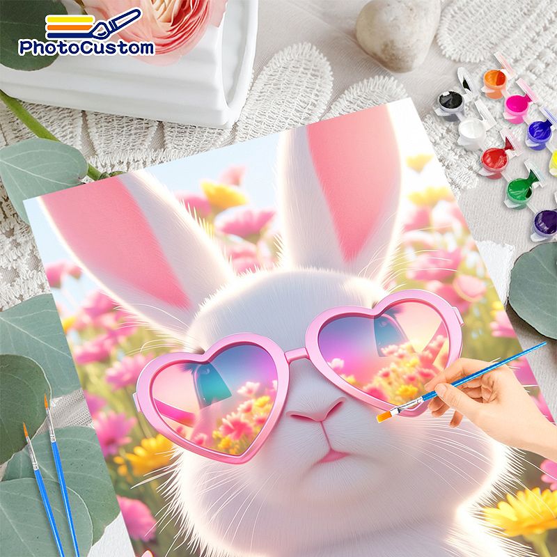 PhotoCustom White Rabbit Paint - Resin Art On Canvas ulasan dan harga