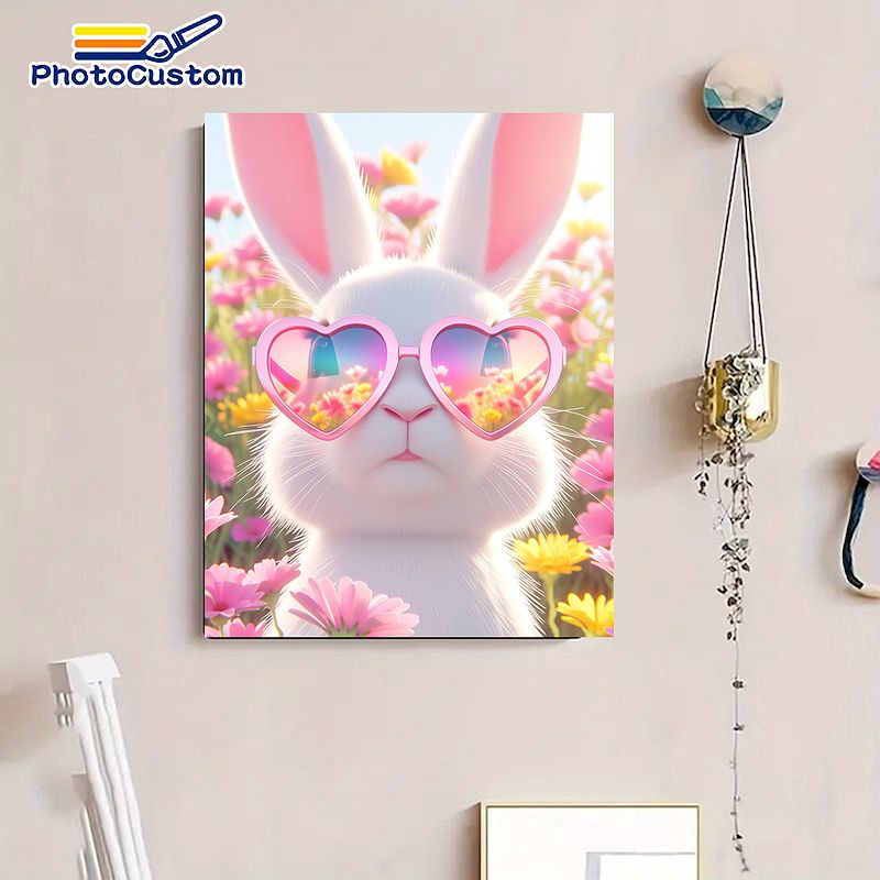 PhotoCustom White Rabbit Paint - Resin Art On Canvas ulasan dan harga