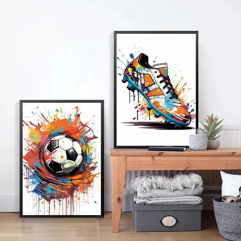 Fashion Graffiti Football Shoe - Resin Art On Canvas ulasan dan harga