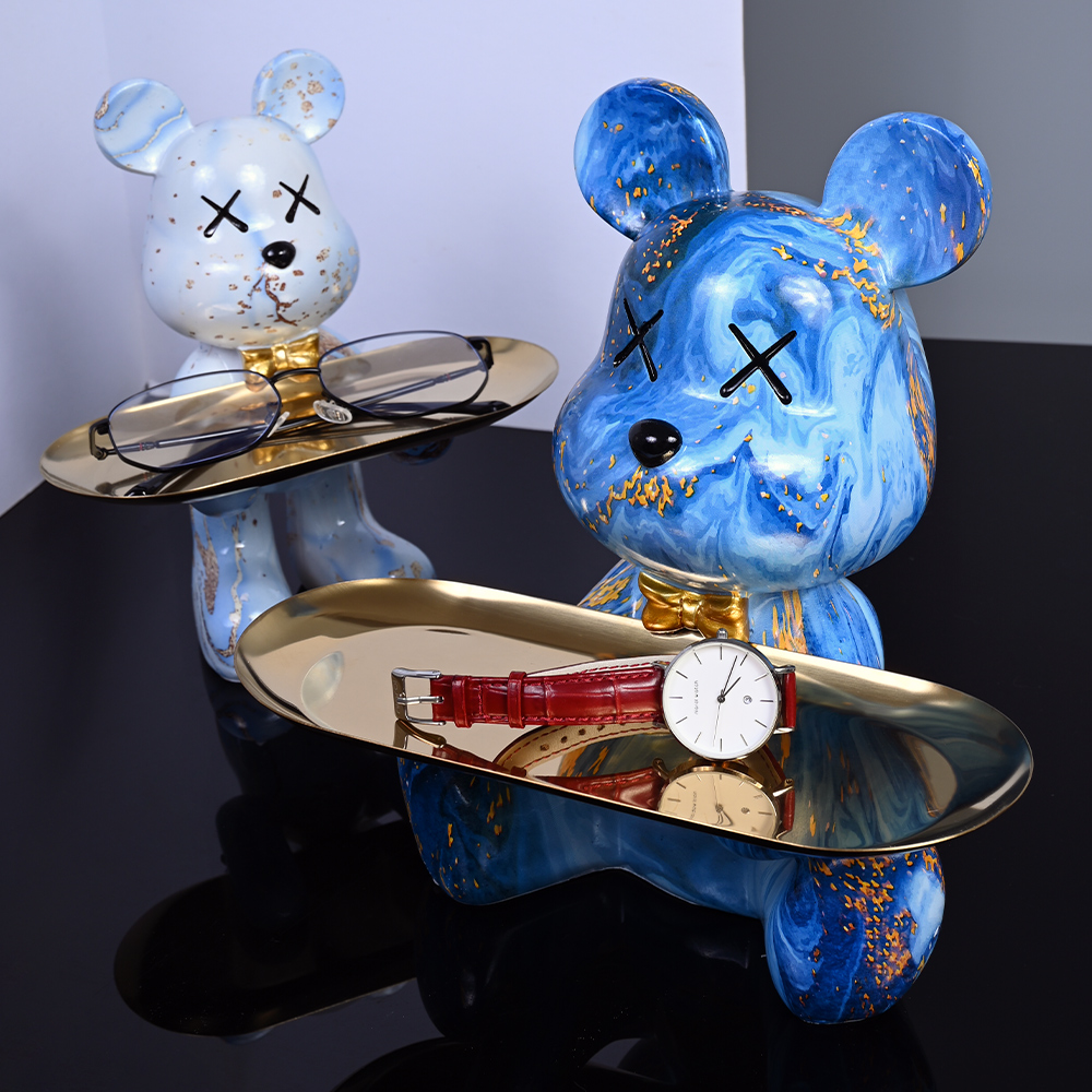 Colorful Bear Statues and Scul - Resin Art Table ulasan dan harga