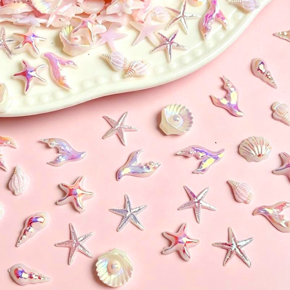 30pcs Mixed Summer Beach Nail  - Resin Art Beach Theme ulasan dan harga