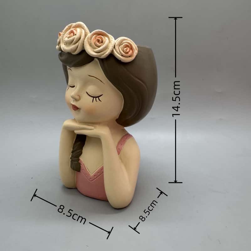 Cute girl flower pot silicone  - Resin Art Furniture ulasan dan harga