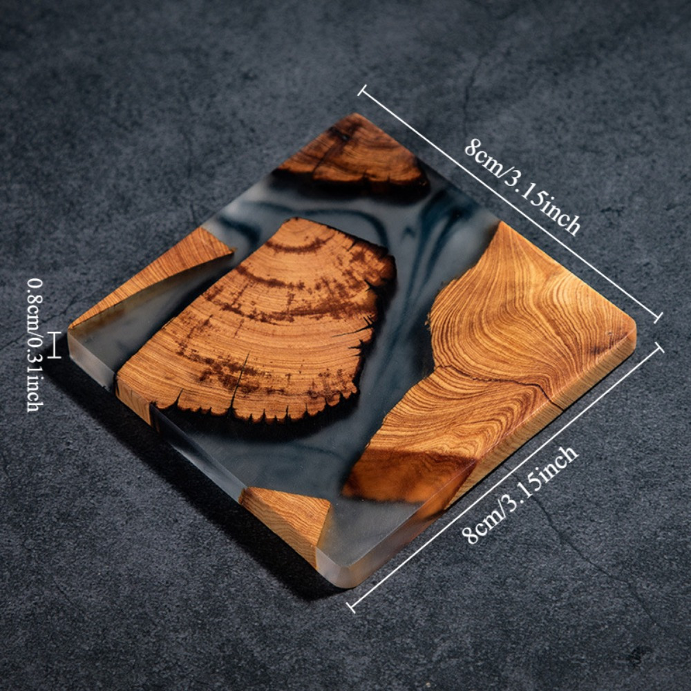 Wood Resin Coasters Square Cup - Resin Art Coffee Table ulasan dan harga
