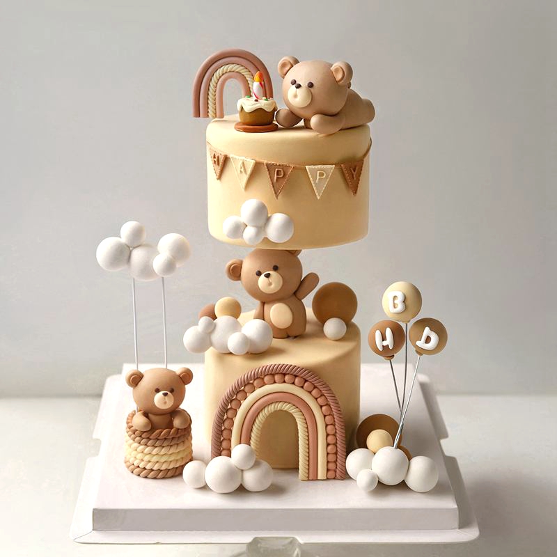 Soft Clay Cute Bear Cake Toppe - Resin Art Clay ulasan dan harga