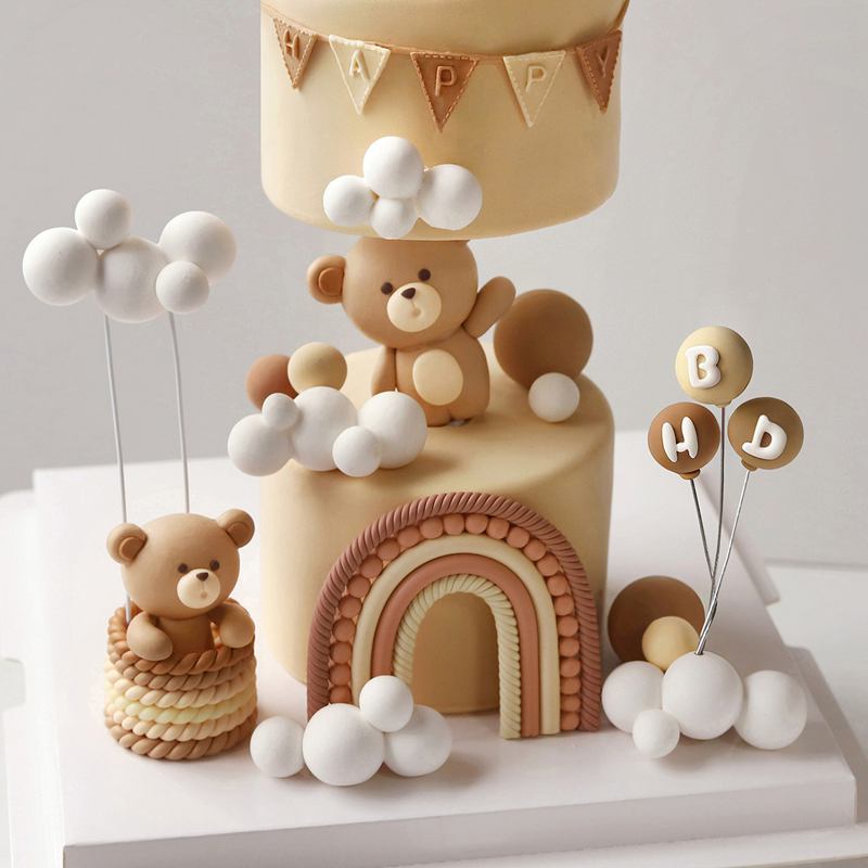 Soft Clay Cute Bear Cake Toppe - Resin Art Clay ulasan dan harga