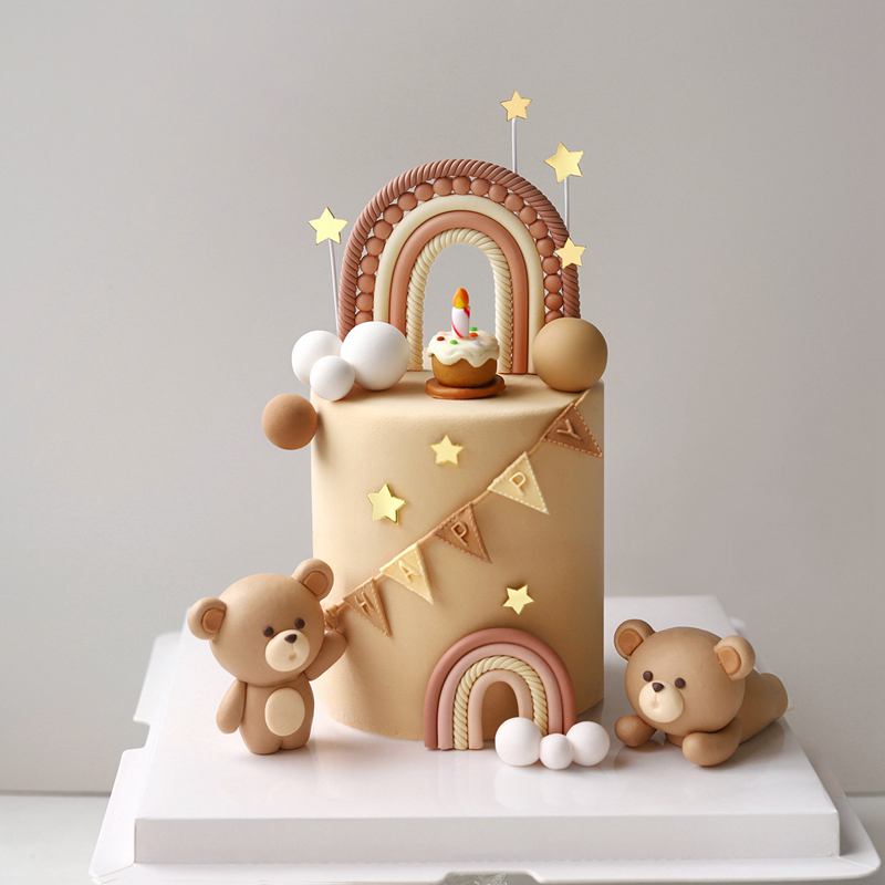 Soft Clay Cute Bear Cake Toppe - Resin Art Clay ulasan dan harga