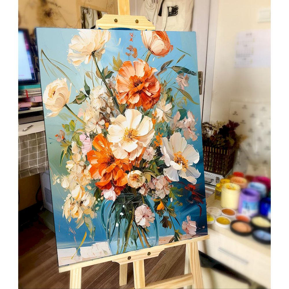 Paintings By Number Flower Sce - Resin Art On Canvas ulasan dan harga