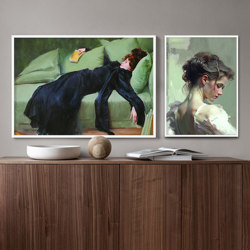 Girl Reading Vintage Oil Paint - Resin Art On Canvas ulasan dan harga