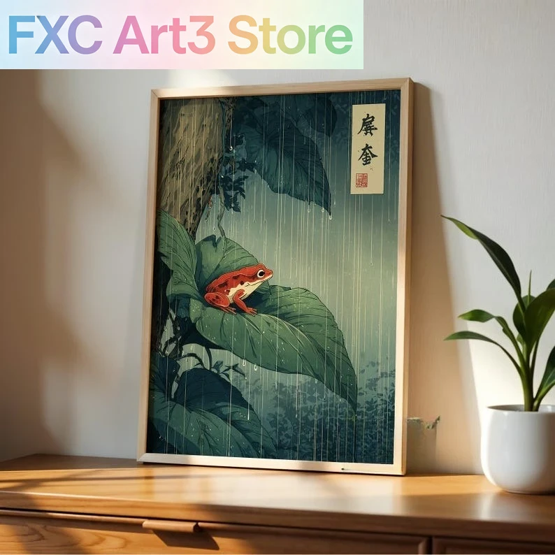 Frameless ,1pc Japanese Frog C - Resin Art On Canvas ulasan dan harga