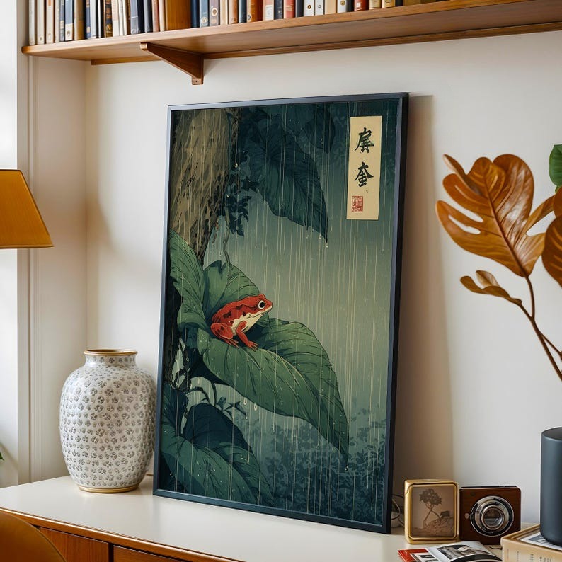 Frameless ,1pc Japanese Frog C - Resin Art On Canvas ulasan dan harga