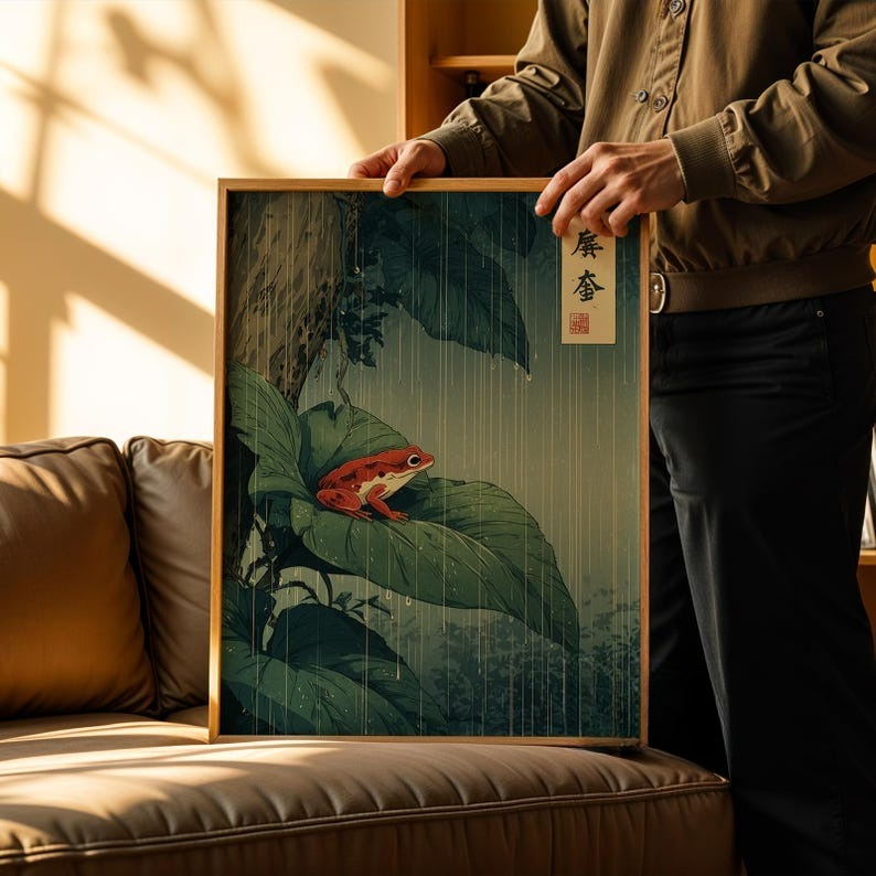 Frameless ,1pc Japanese Frog C - Resin Art On Canvas ulasan dan harga