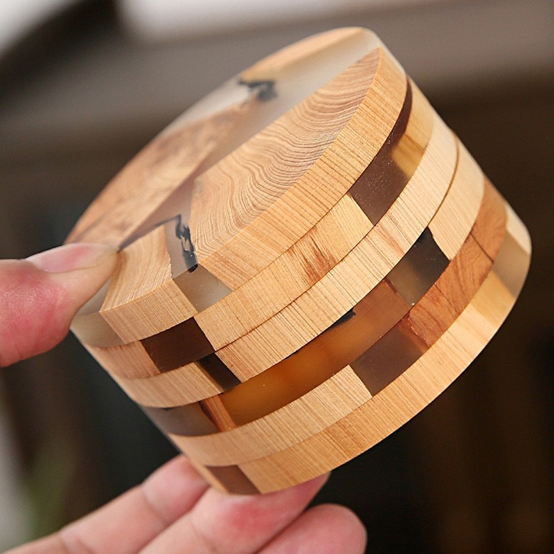 6Pcs Ink Style Tea Cup Coaster - Resin Mixing Cup ulasan dan harga