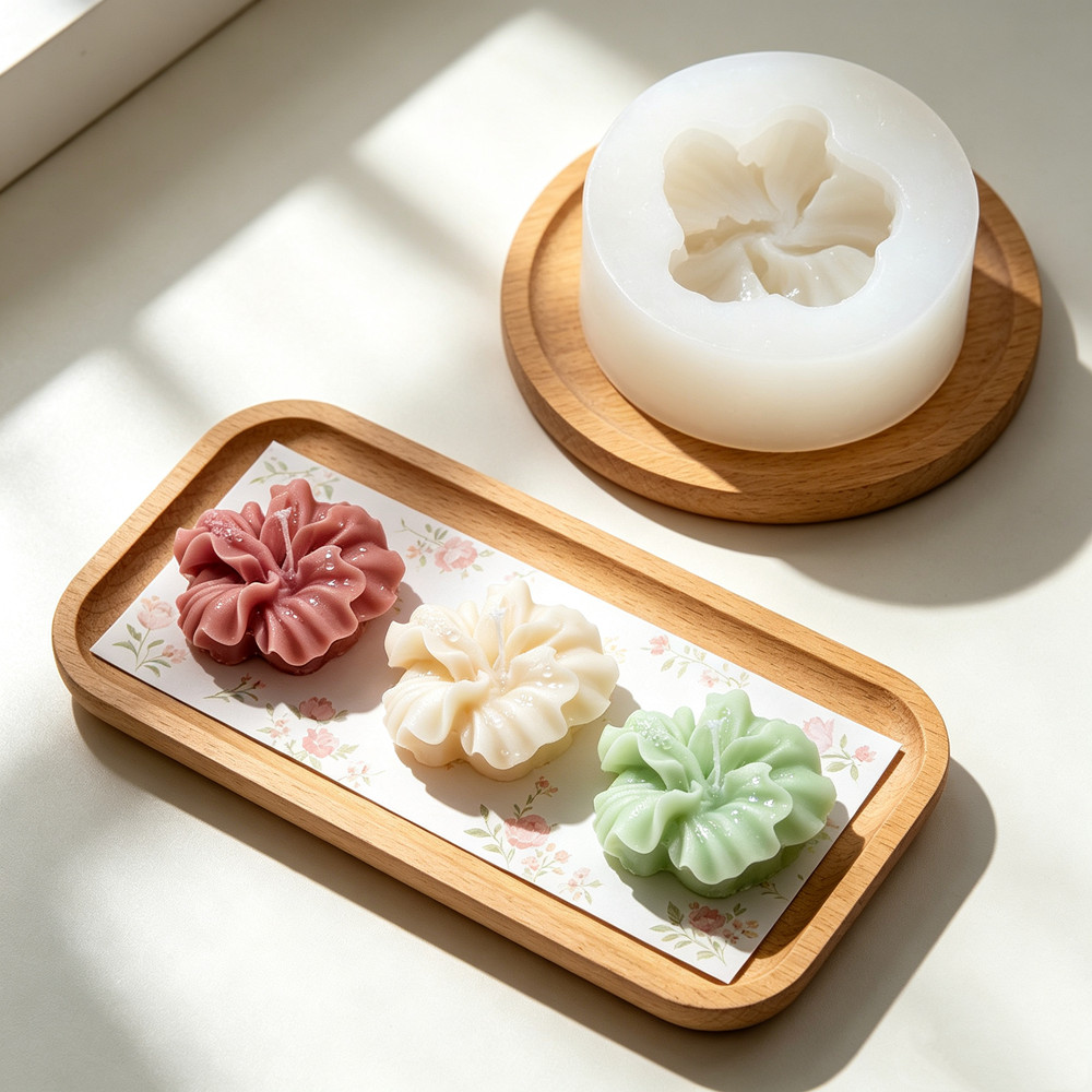 2pcs Hibiscus Flower Candle Mo - Resin Art Clay ulasan dan harga