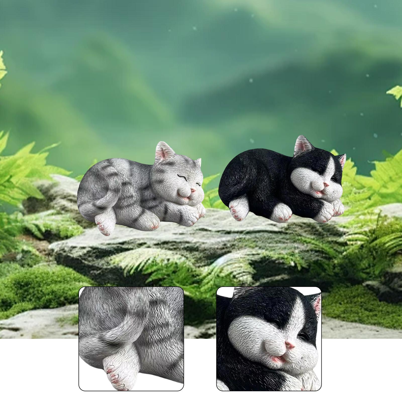 Cat Figurine Garden Statue Cre - Resin Art Table ulasan dan harga