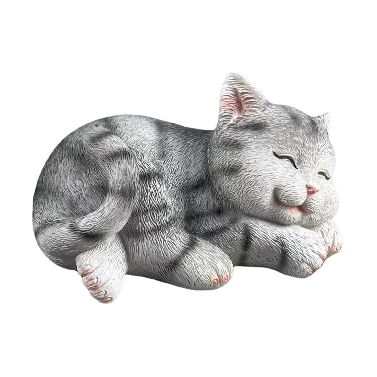 Cat Figurine Garden Statue Cre - Resin Art Table ulasan dan harga