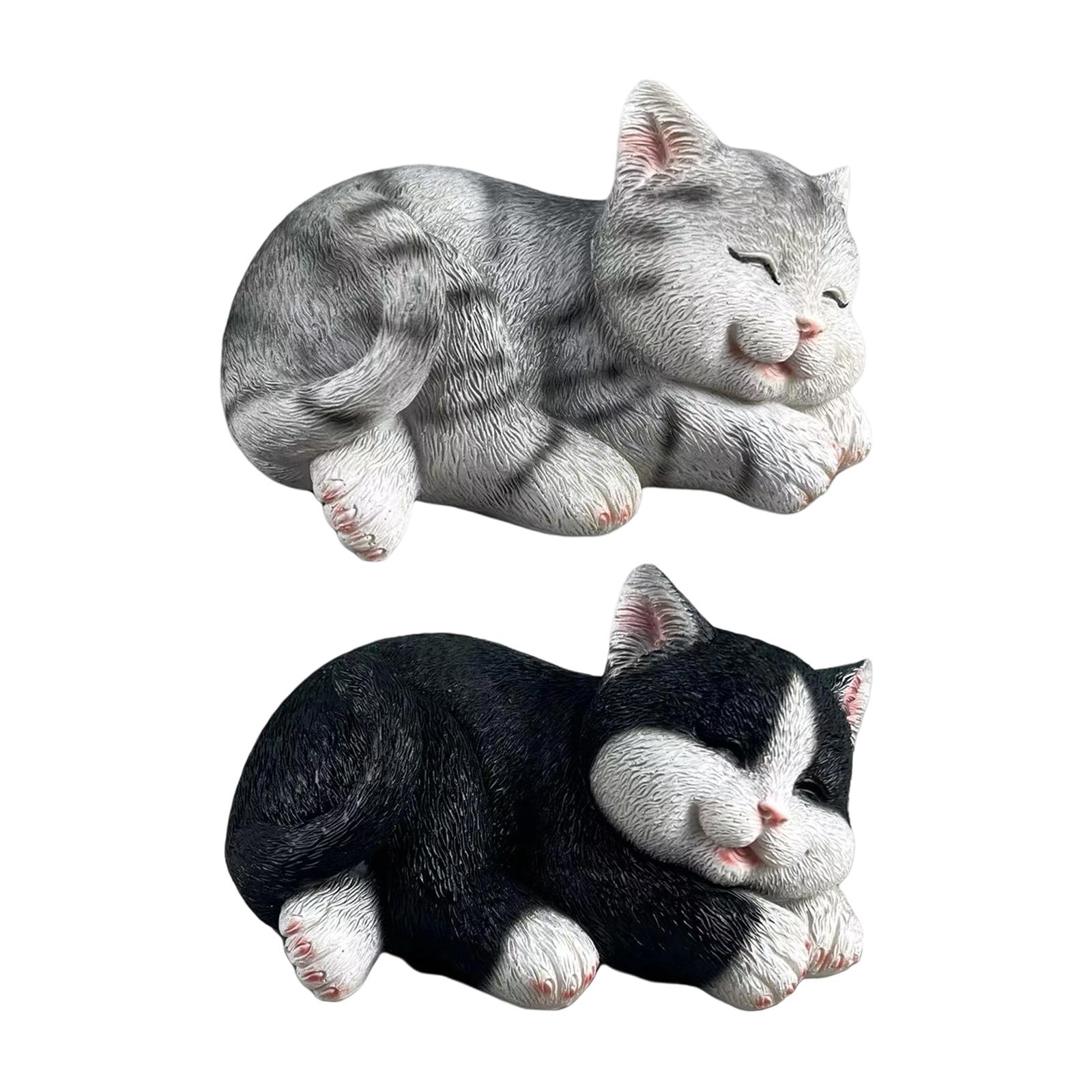 Cat Figurine Garden Statue Cre - Resin Art Table ulasan dan harga